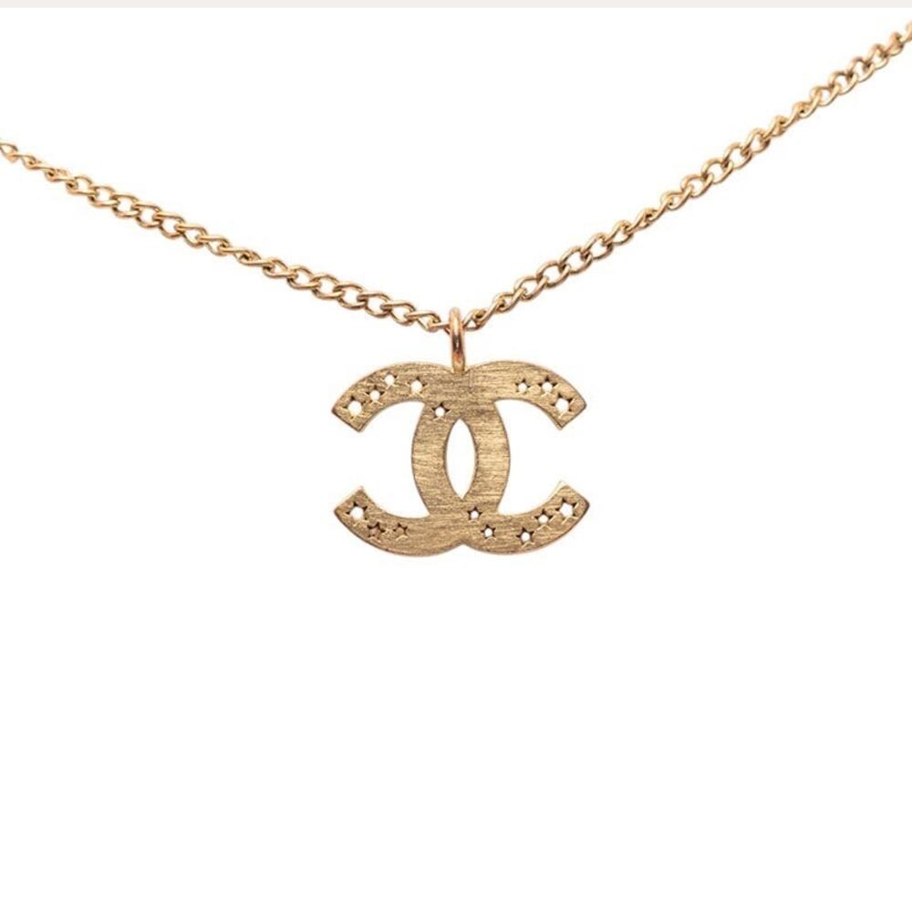 Chanel CC Logo Star Motif Necklace Gold Plated